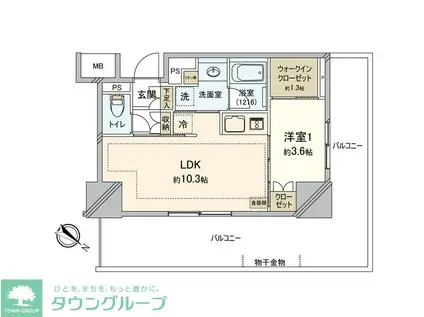 パークタワー向ケ丘遊園(1LDK/23階)の間取り写真