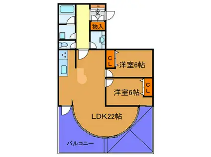 おおきに花川サニーアパートメント(2LDK/2階)の間取り写真