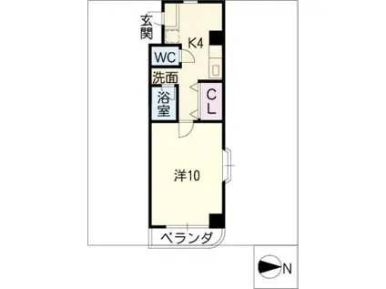 アヴェニューコート栗真(1K/2階)の間取り写真