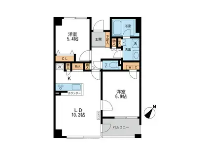 カッシア横濱ガーデン山(2LDK/3階)の間取り写真
