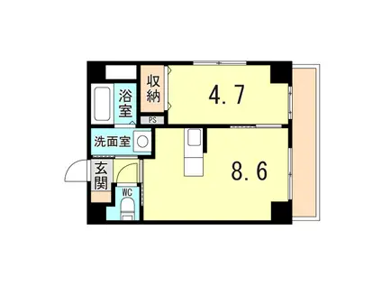 CHEVAL西明石(1K/2階)の間取り写真