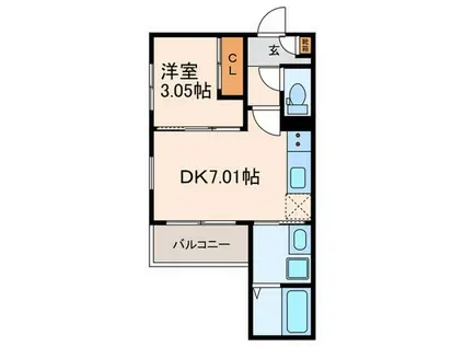 REGALEST五条大宮(1DK/1階)の間取り写真