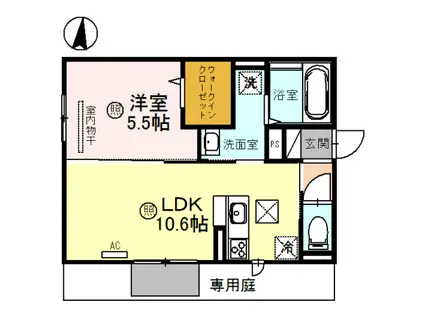 グランコントゥールD棟(1LDK/1階)の間取り写真