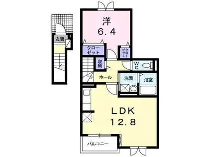 山陽電鉄網干線 西飾磨駅 徒歩9分 3階建 築8年(1LDK/2階)の間取り写真