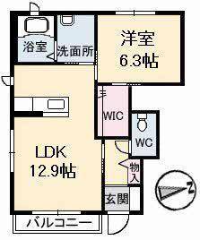 スカイメゾン12番館(1LDK/1階)の間取り写真