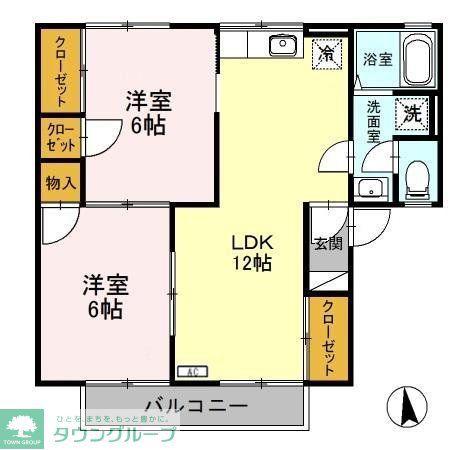 グレイスエステートB(2LDK/1階)の間取り写真