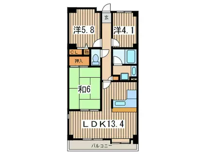 リズ中央林間NO1(3LDK/2階)の間取り写真