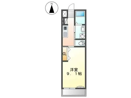 グランバニア弥富(1K/2階)の間取り写真