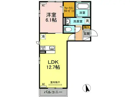 ＪＲ牟岐線 阿波富田駅 徒歩33分 3階建 築10年(1LDK/2階)の間取り写真