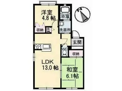 サンライフ東塚A棟(2LDK/1階)の間取り写真