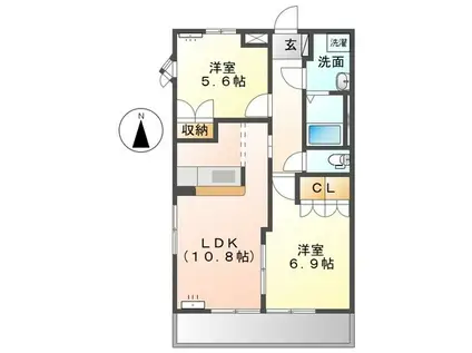 シャローム(2LDK/2階)の間取り写真