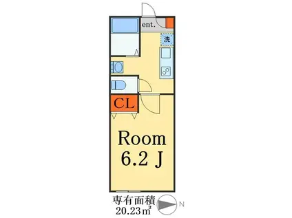 プランドールくぬぎ山(1K/1階)の間取り写真