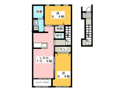 ＪＲ中央本線 美乃坂本駅 徒歩22分 2階建 築10年(2LDK/2階)の間取り写真