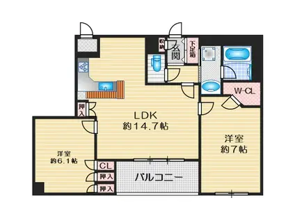 藤和江坂ホームズベネフィール(2LDK/9階)の間取り写真