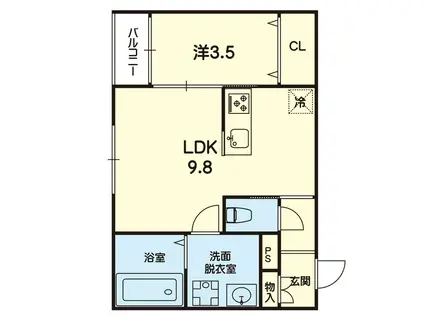 ステラ大津駅前(1LDK/2階)の間取り写真