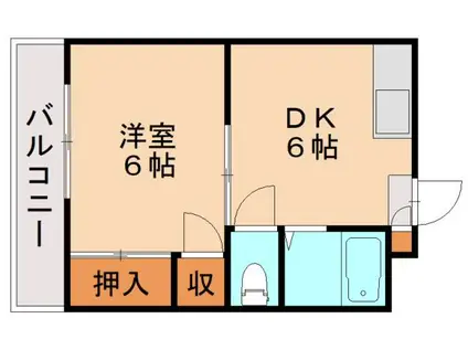 コーポラス和(1DK/3階)の間取り写真