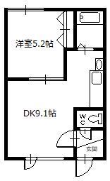 ツインクル西御料AB棟(1DK/2階)の間取り写真