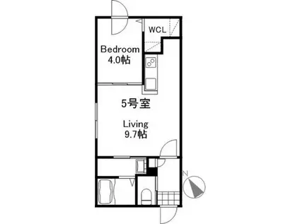 PT RESIDENCE麻生(1LDK/4階)の間取り写真