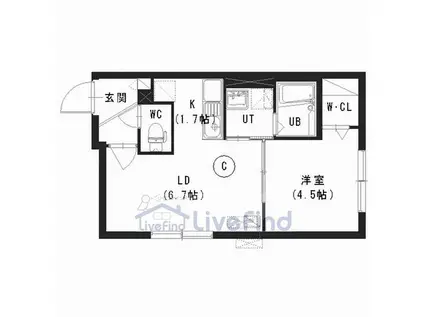 クレスト(1LDK/3階)の間取り写真