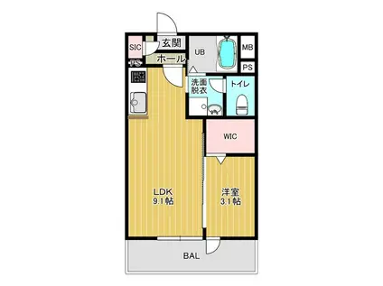 ブルーノート山王(1LDK/2階)の間取り写真