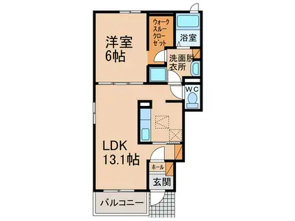 ビッグベンI(1LDK/1階)の間取り写真