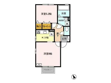 インフィール(2K/2階)の間取り写真