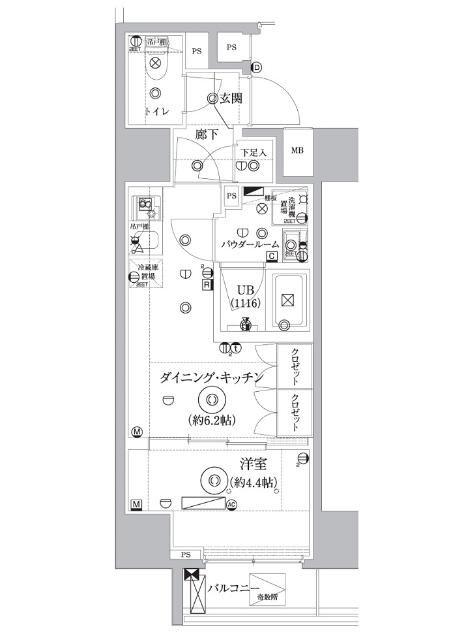 セジョリ東陽町(1DK/4階)の間取り写真