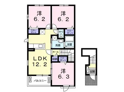 エバーグリーン高樹(3LDK/2階)の間取り写真
