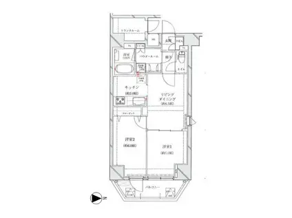 レアライズ入谷(2LDK/6階)の間取り写真