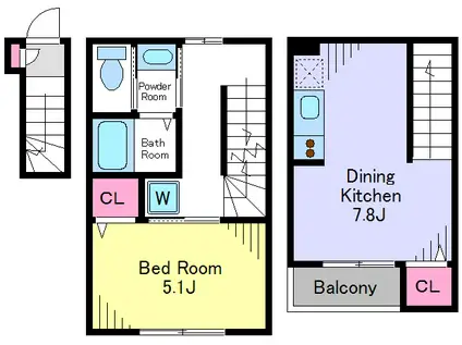 ミハス上高井戸(1DK/2階)の間取り写真
