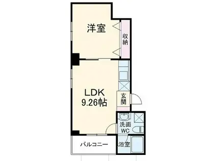 ボヌール山下町(1LDK/5階)の間取り写真