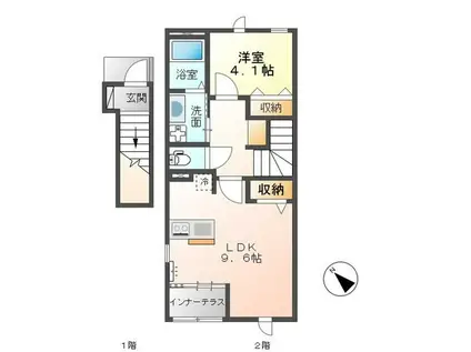 ニューアレイ(1LDK/2階)の間取り写真