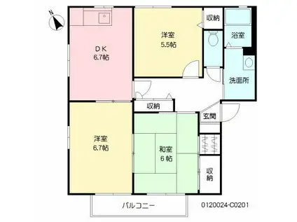 サンヒルズ  C棟(3DK/2階)の間取り写真