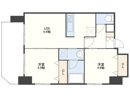 AS PREMIUM 馬町(2LDK/9階)の間取り写真