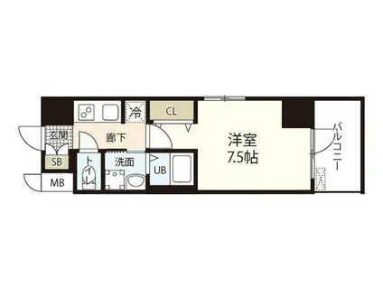 S-RESIDENCE表町(1K/14階)の間取り写真