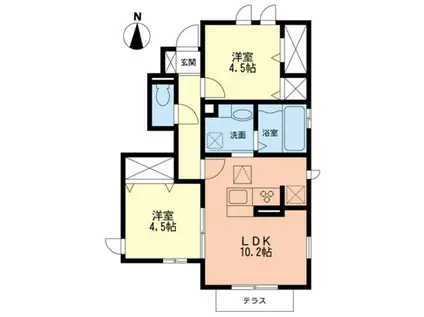 サンウッドE(2LDK/1階)の間取り写真