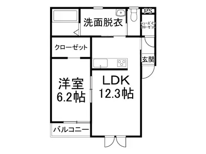 TOWN BLOOM(1DK/1階)の間取り写真