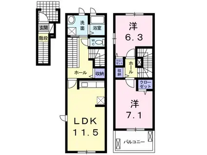 ジュエル(2LDK/2階)の間取り写真
