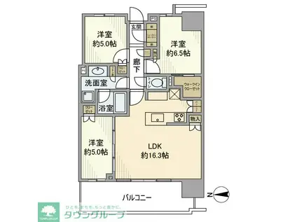 幕張ベイパーク ミッドスクエアタワー(3LDK/43階)の間取り写真