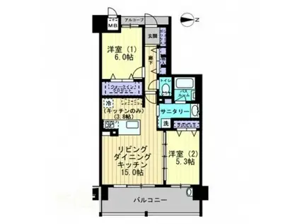 アルファステイツ野田III(2LDK/4階)の間取り写真
