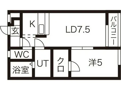 クリスタルリジェールE(1LDK/1階)の間取り写真