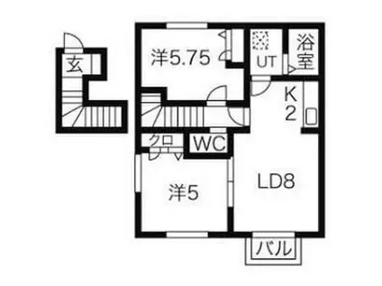 ルミエールエス&エス(2LDK/2階)の間取り写真