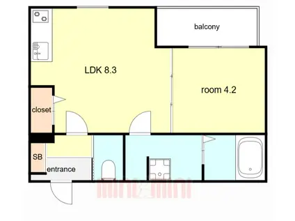 F RUBRA SEAM(1LDK/2階)の間取り写真