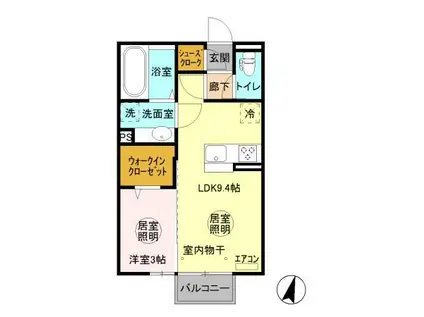 シュロス下津(1LDK/2階)の間取り写真