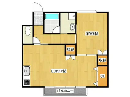 メゾン広谷15号棟(1LDK/1階)の間取り写真