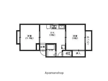 サンフローネ(2DK/2階)の間取り写真