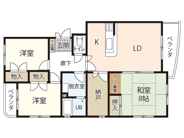 双葉ヒルズ比治山(3SLDK/2階)の間取り写真