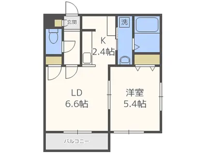 LAVERT平岸(1LDK/1階)の間取り写真