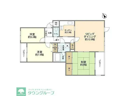 テラス浜田山ガーデニア(3LDK/1階)の間取り写真