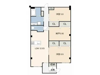 リバーサイド東洋(2SLDK/1階)の間取り写真